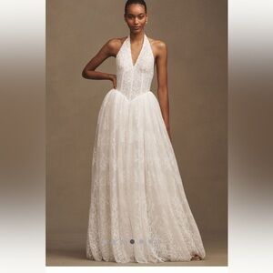 Willowby by Watters Prince Lace Halter Corset Basque-Waist Ball-Skirt wed dress